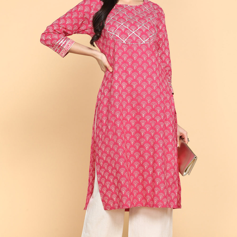 
                      
                        Ethnic Motifs Printed Gotta Patti Cotton Kurta
                      
                    