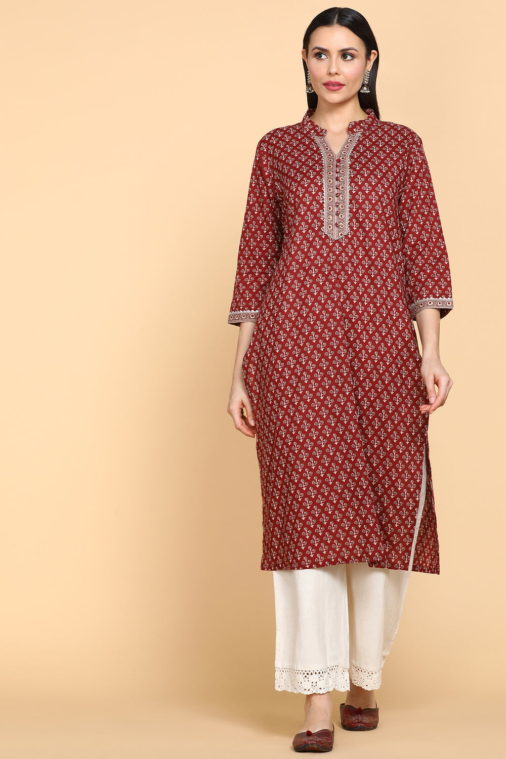 Ethnic Motifs Printed Gotta Patti Cotton Kurta