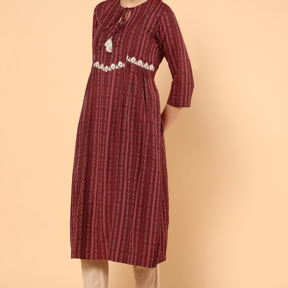 
                      
                        Brick Red Ikkat Printed Kurta
                      
                    