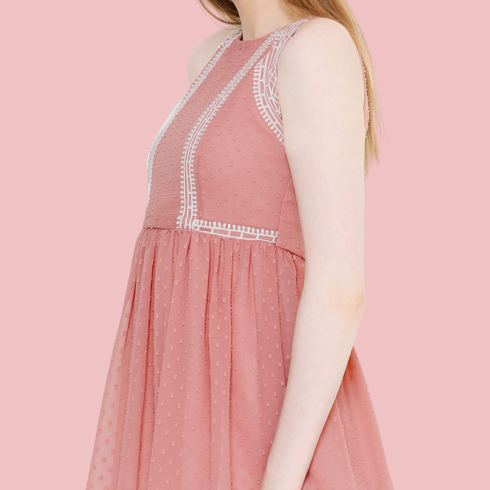 
                      
                        Peach Sleeveless Embroidered Tunic Top
                      
                    