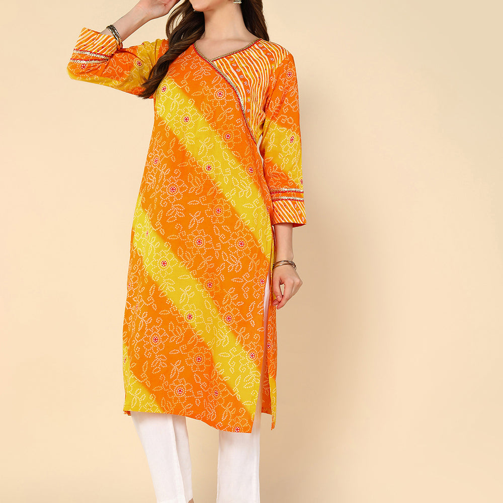 
                      
                        Bandhej Printed Straight Kurta
                      
                    