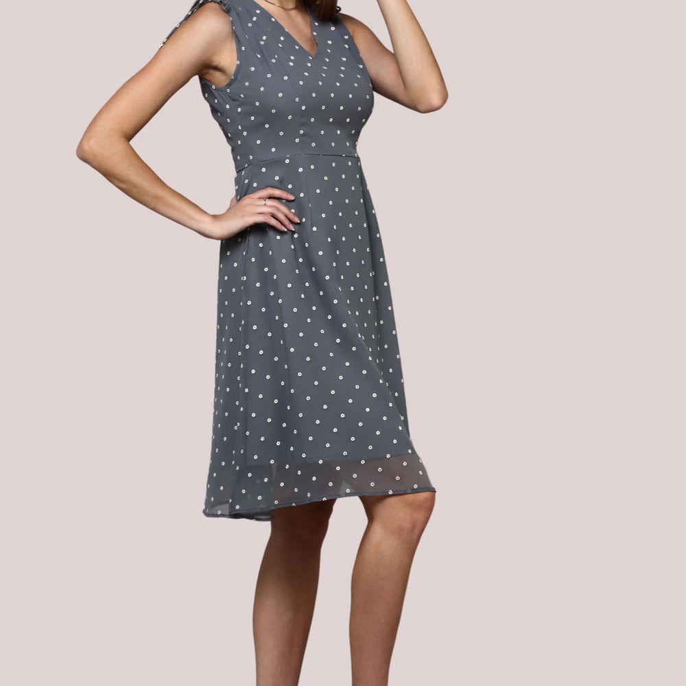 
                      
                        Grey Textured V- neckline Dress
                      
                    