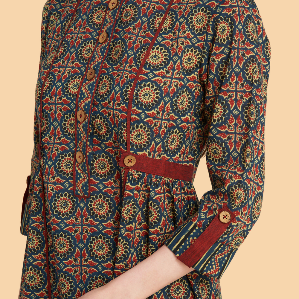 
                      
                        Elegant Blue Ajrakh printed Kurta Set
                      
                    