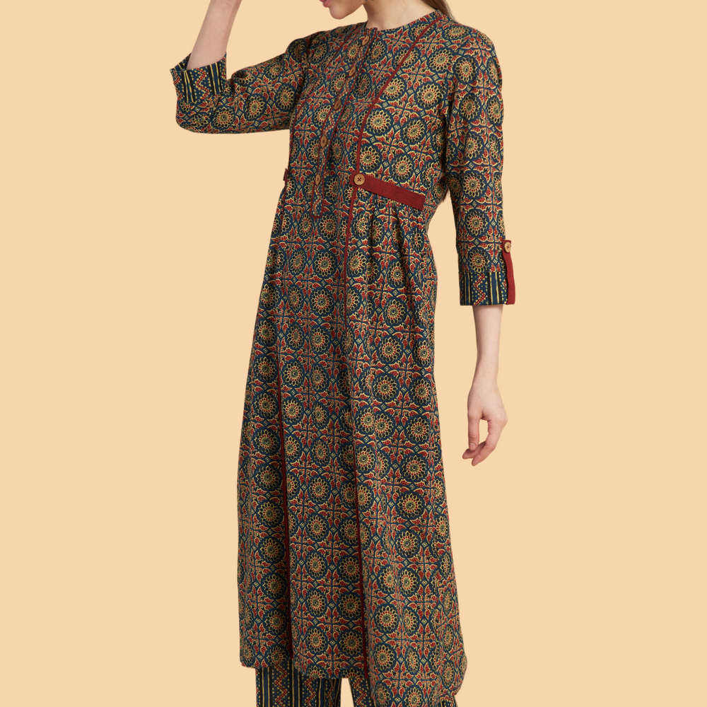 
                      
                        Elegant Blue Ajrakh printed Kurta Set
                      
                    