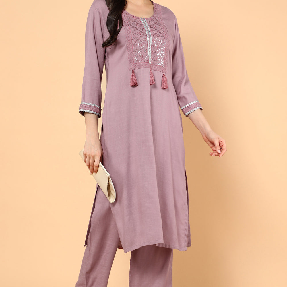 
                      
                        aturabi Women Ethnic Motifs Embroidered Sequinned Kurta With Trousers
                      
                    