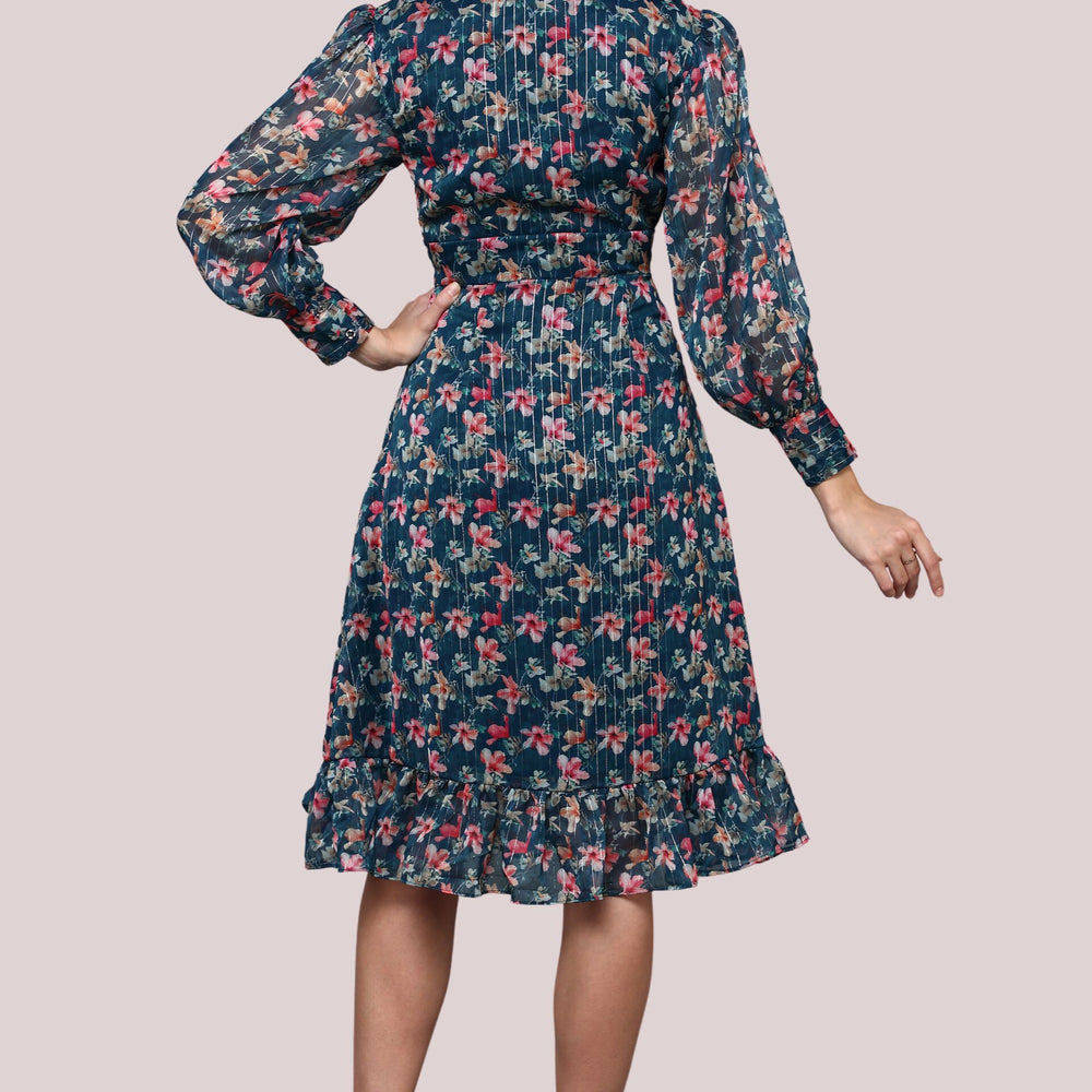 
                      
                        Floral printed dress with balloon sleeve
                      
                    