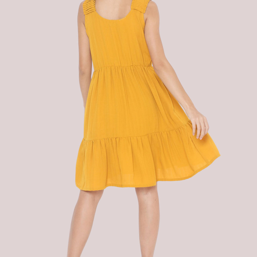 
                      
                        Scoop-Neck Tiered Dress with Pleated Straps
                      
                    