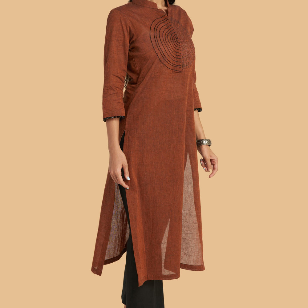 
                      
                        Hand-Block Printed Kurta With Thread-Work Embroidery
                      
                    