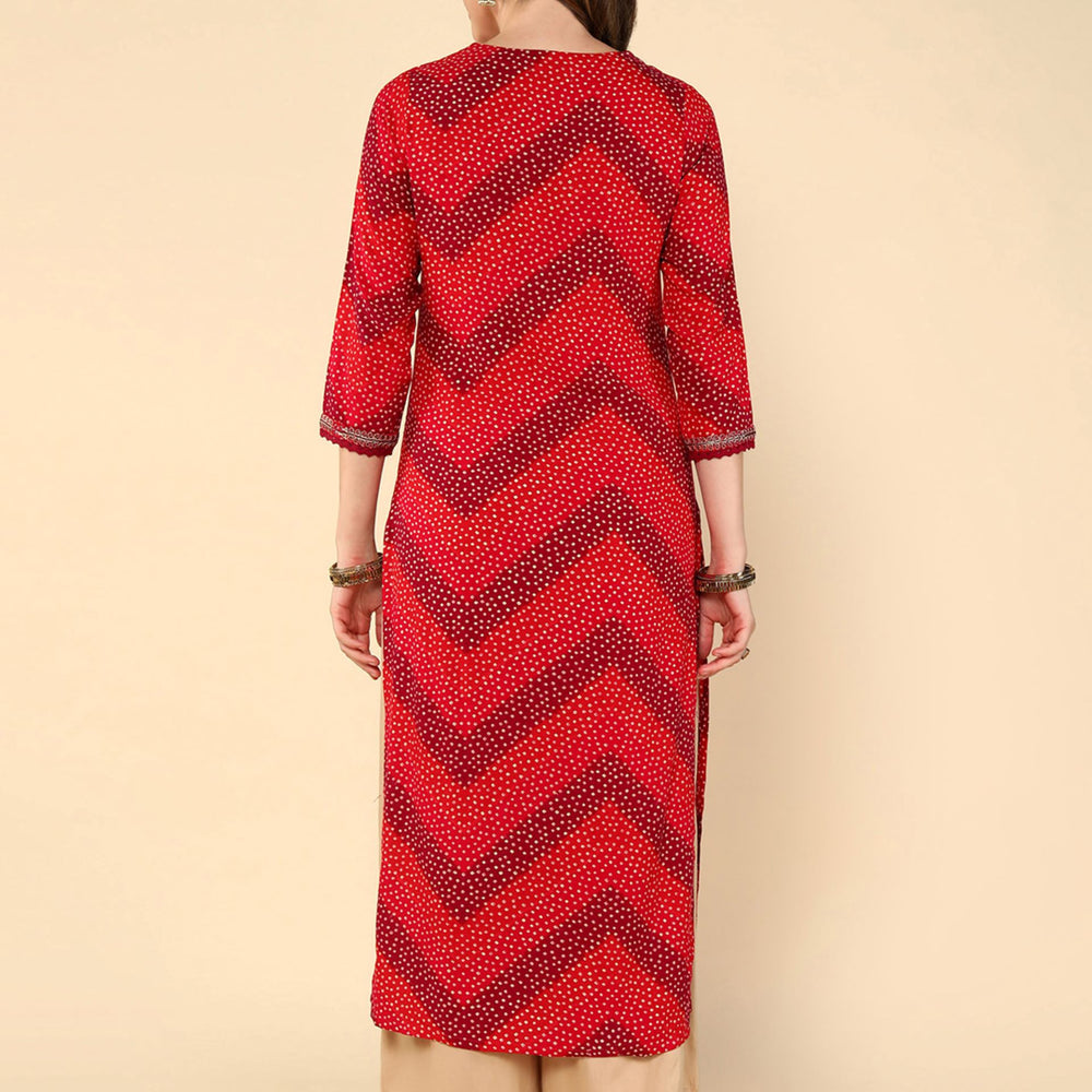 
                      
                        Multi Maroon And Red Geometric Printed Thread Work Kurta
                      
                    