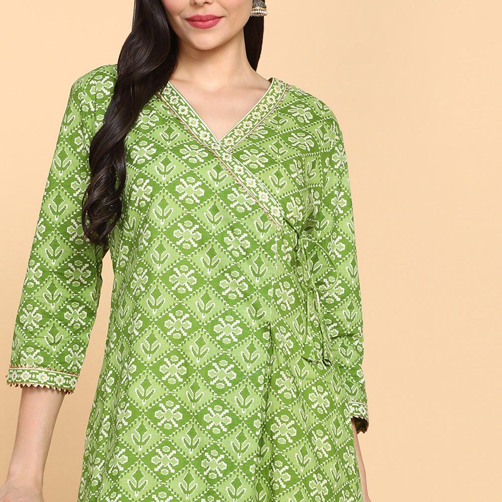 
                      
                        Ethnic Motifs Printed Angarkha Sequinned Pure Cotton Kurta
                      
                    