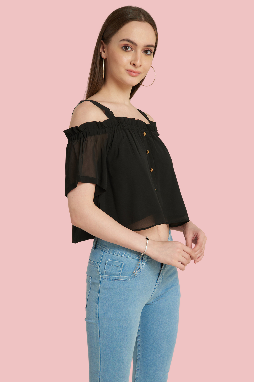 Short Sleeves Off Shoulder Crop Top