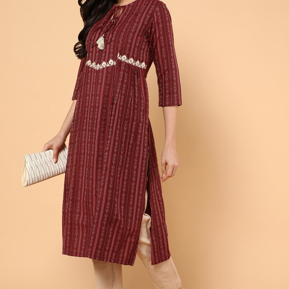 
                      
                        Brick Red Ikkat Printed Kurta
                      
                    