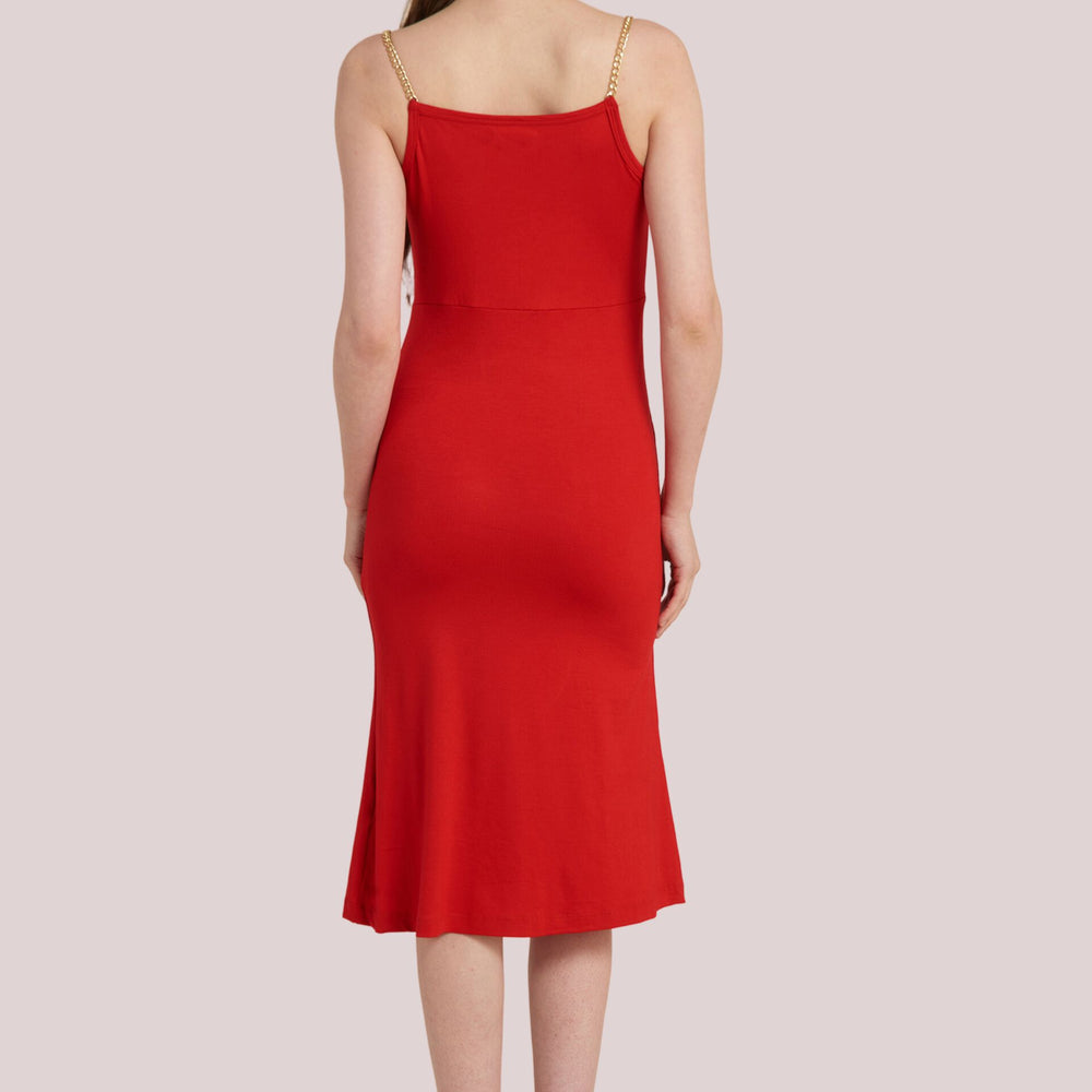 
                      
                        Solid Fit and Flare Red Dress
                      
                    