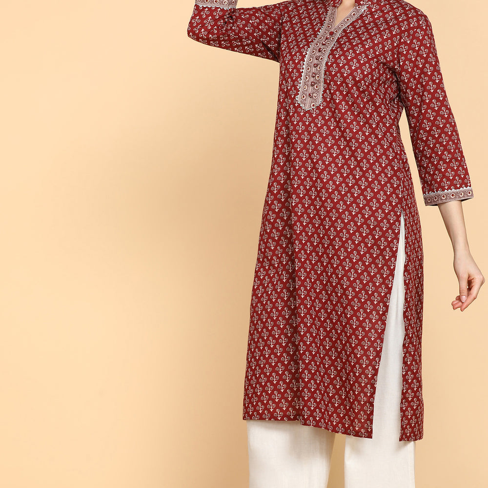 
                      
                        Ethnic Motifs Printed Gotta Patti Cotton Kurta
                      
                    