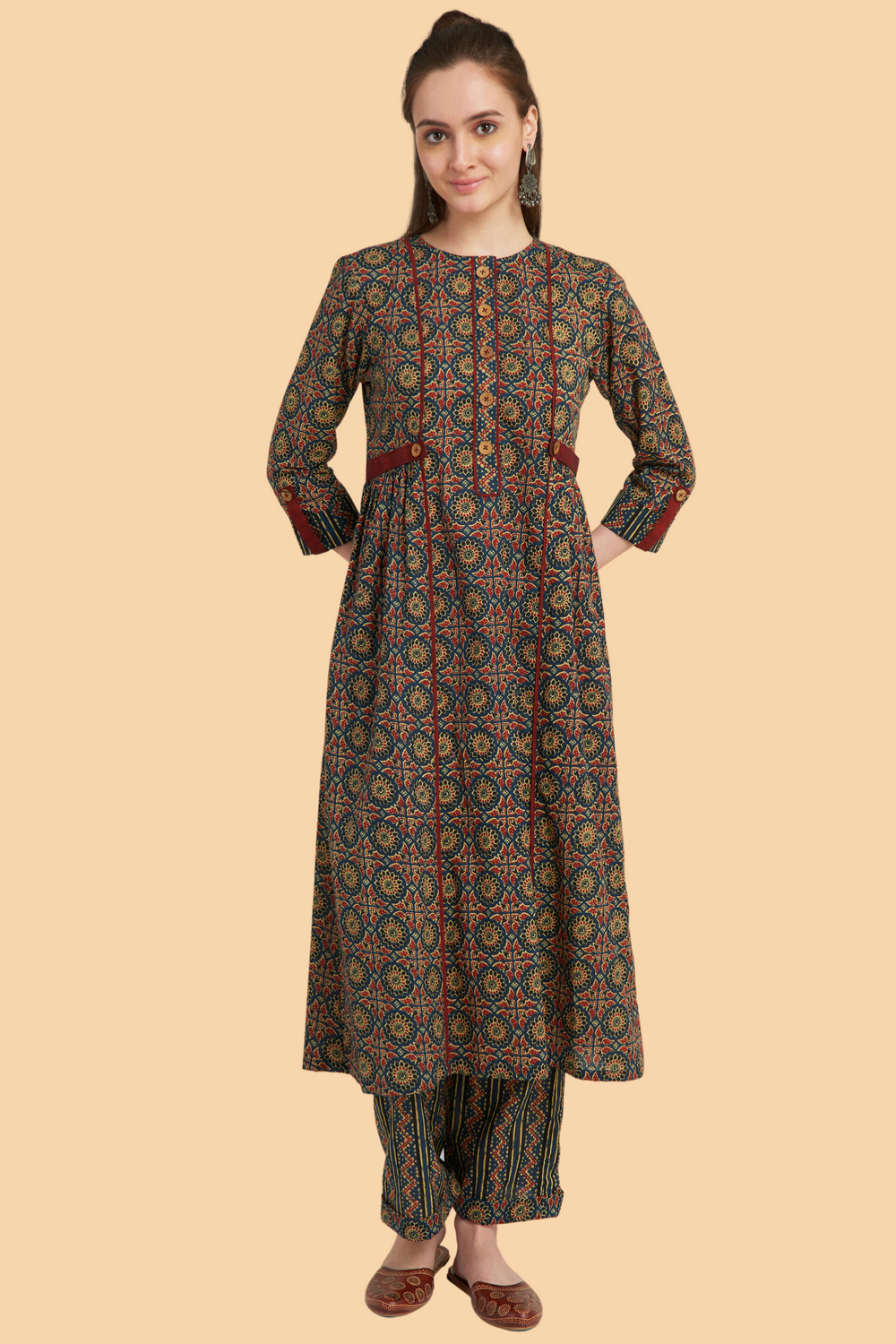 Elegant Blue Ajrakh printed Kurta Set