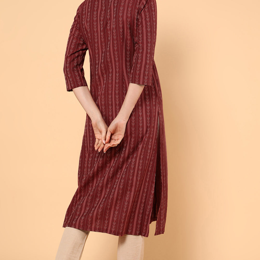 
                      
                        Brick Red Ikkat Printed Kurta
                      
                    