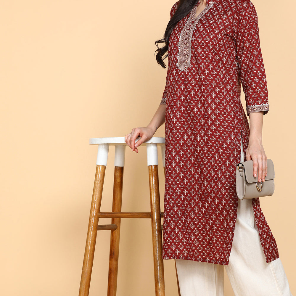 
                      
                        Ethnic Motifs Printed Gotta Patti Cotton Kurta
                      
                    