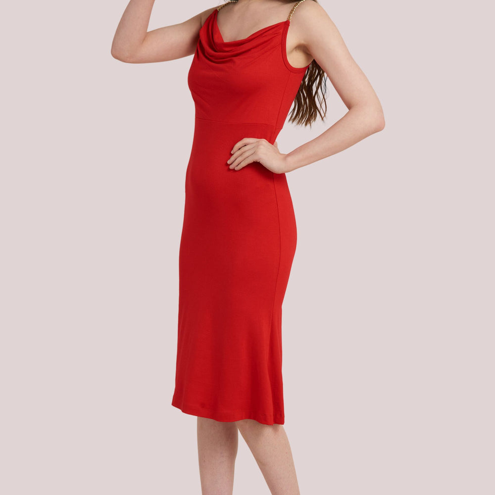 
                      
                        Solid Fit and Flare Red Dress
                      
                    