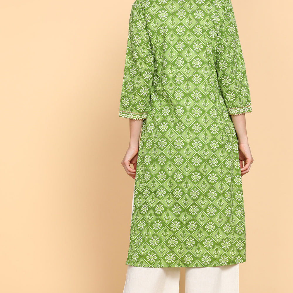 
                      
                        Ethnic Motifs Printed Angarkha Sequinned Pure Cotton Kurta
                      
                    