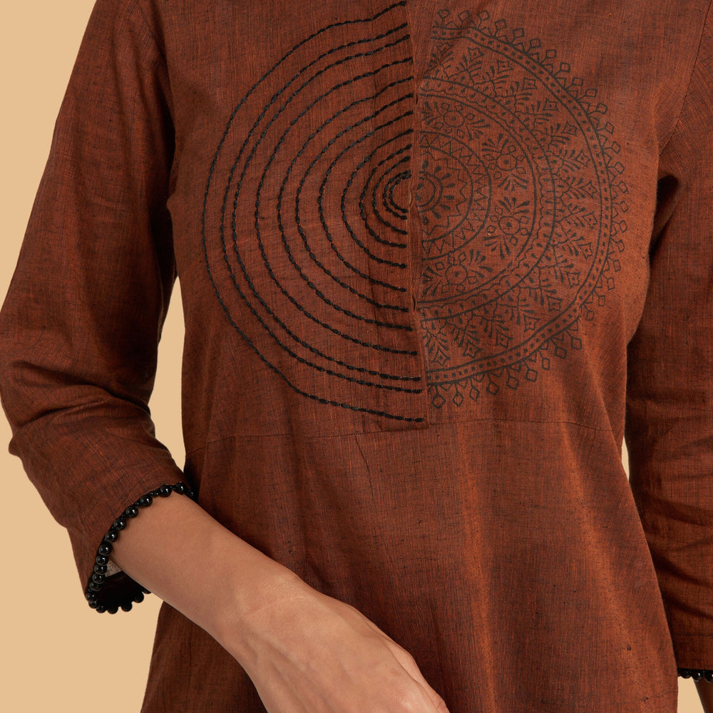 
                      
                        Hand-Block Printed Kurta With Thread-Work Embroidery
                      
                    