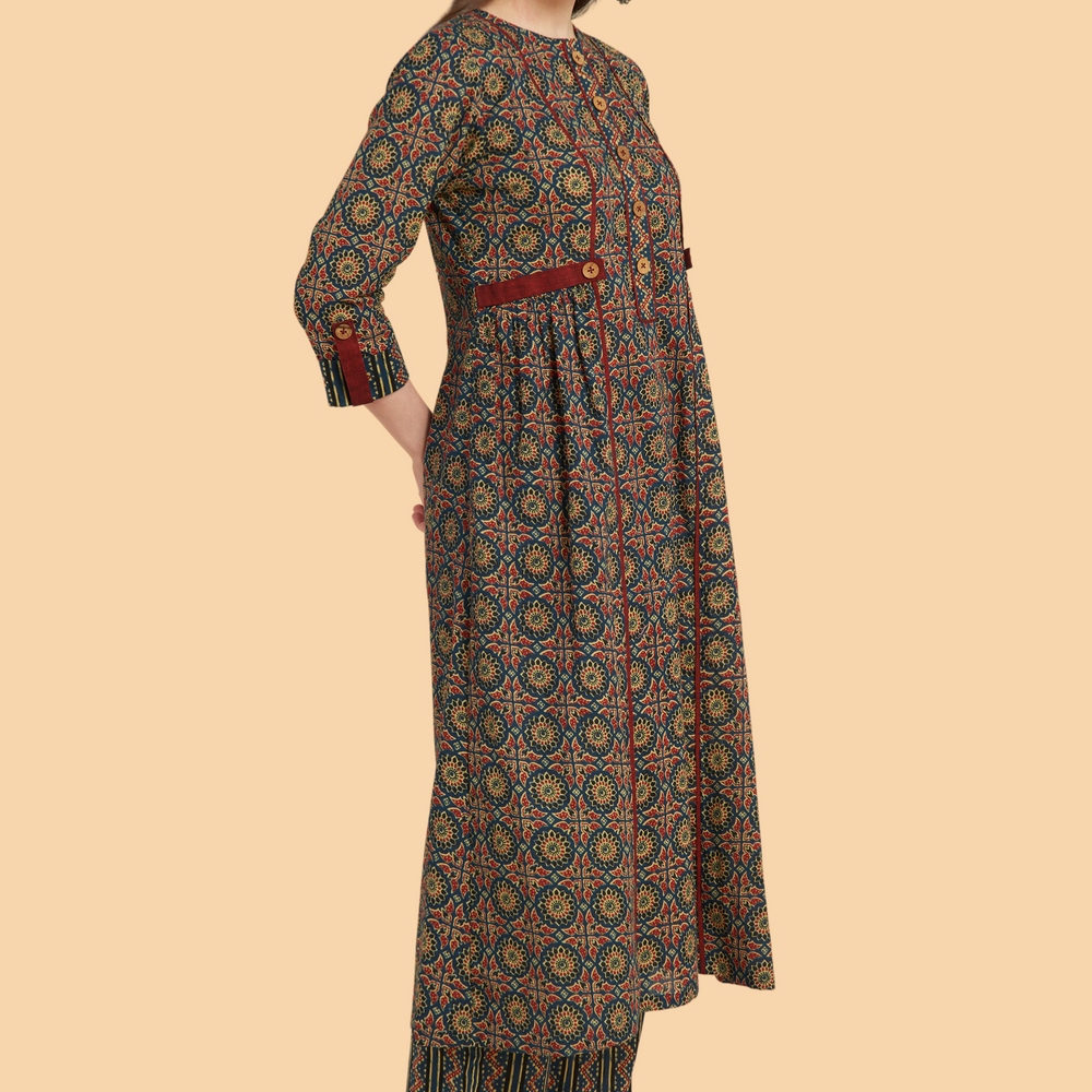 
                      
                        Elegant Blue Ajrakh printed Kurta Set
                      
                    