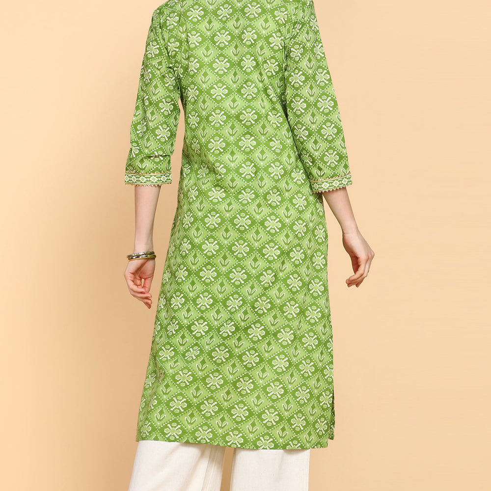 
                      
                        Lime Green Printed Long Kurta With Gotta patti work
                      
                    