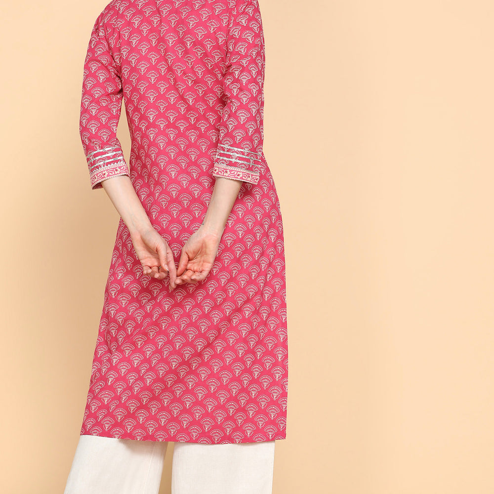 
                      
                        Ethnic Motifs Printed Gotta Patti Cotton Kurta
                      
                    