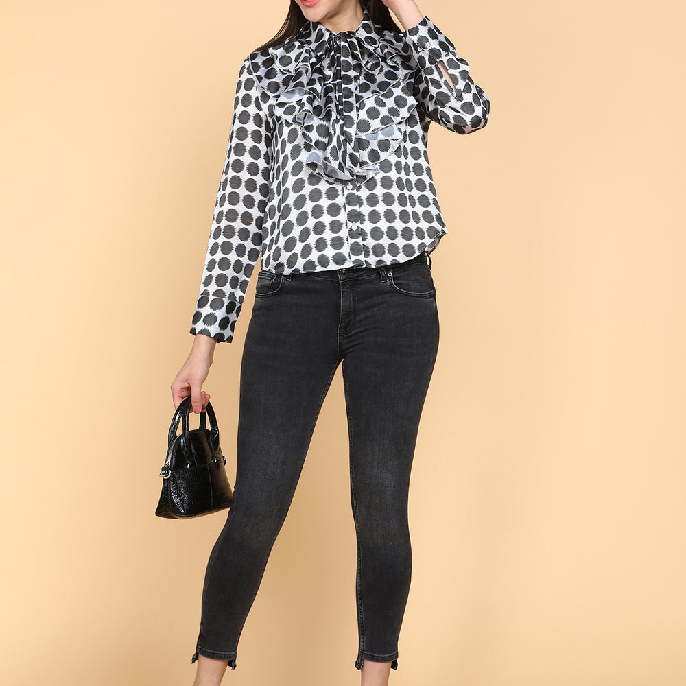 Comfort Polka Dots Printed Casual Shirt