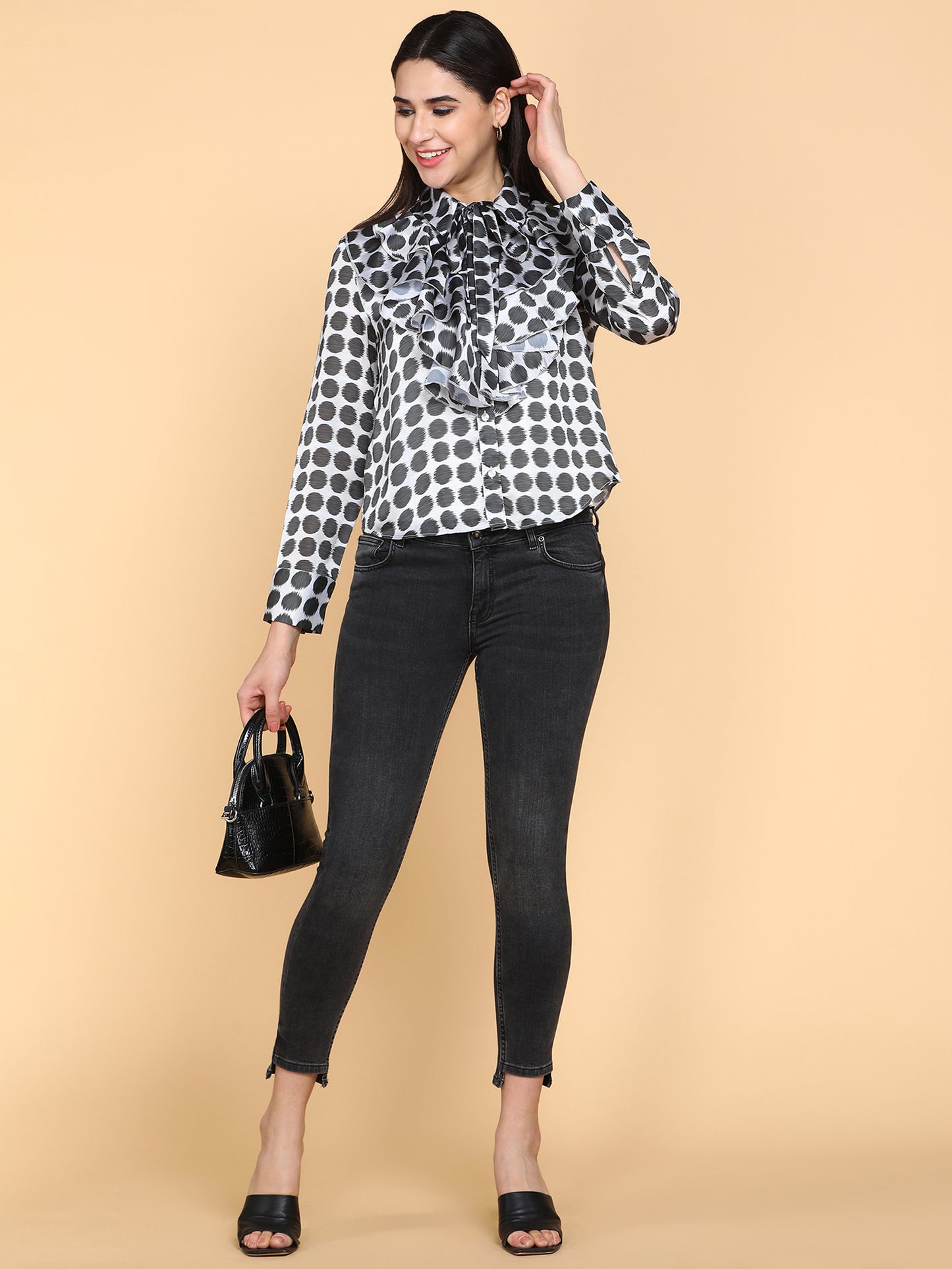 Comfort Polka Dots Printed Casual Shirt