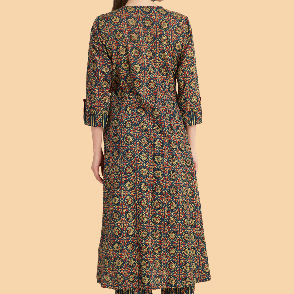 
                      
                        Elegant Blue Ajrakh printed Kurta Set
                      
                    