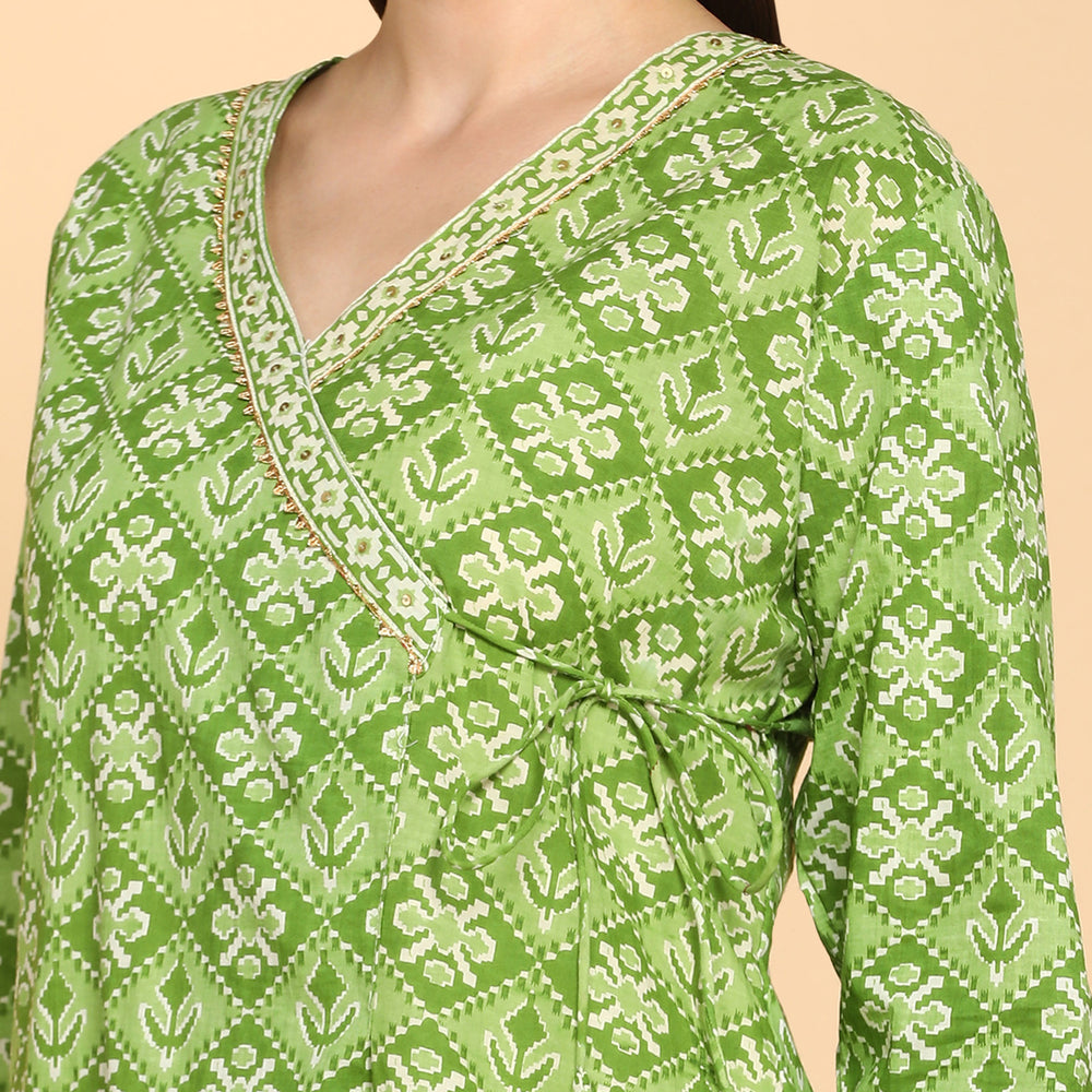 
                      
                        Ethnic Motifs Printed Angarkha Sequinned Pure Cotton Kurta
                      
                    