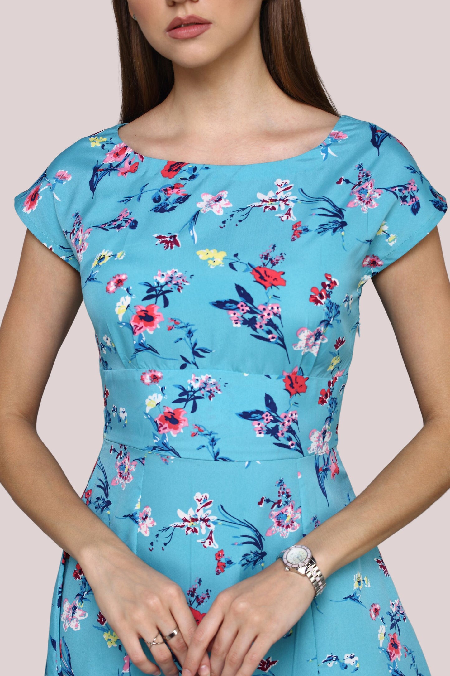 Isabella Sheath Boat Neck Polyester Midi Dress | MEAN BLVD