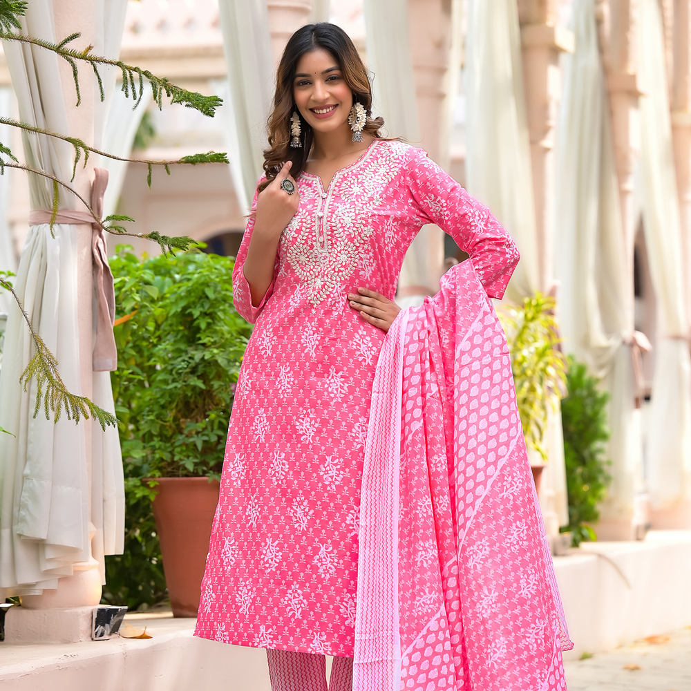 Pink Lucknowi Suit Set