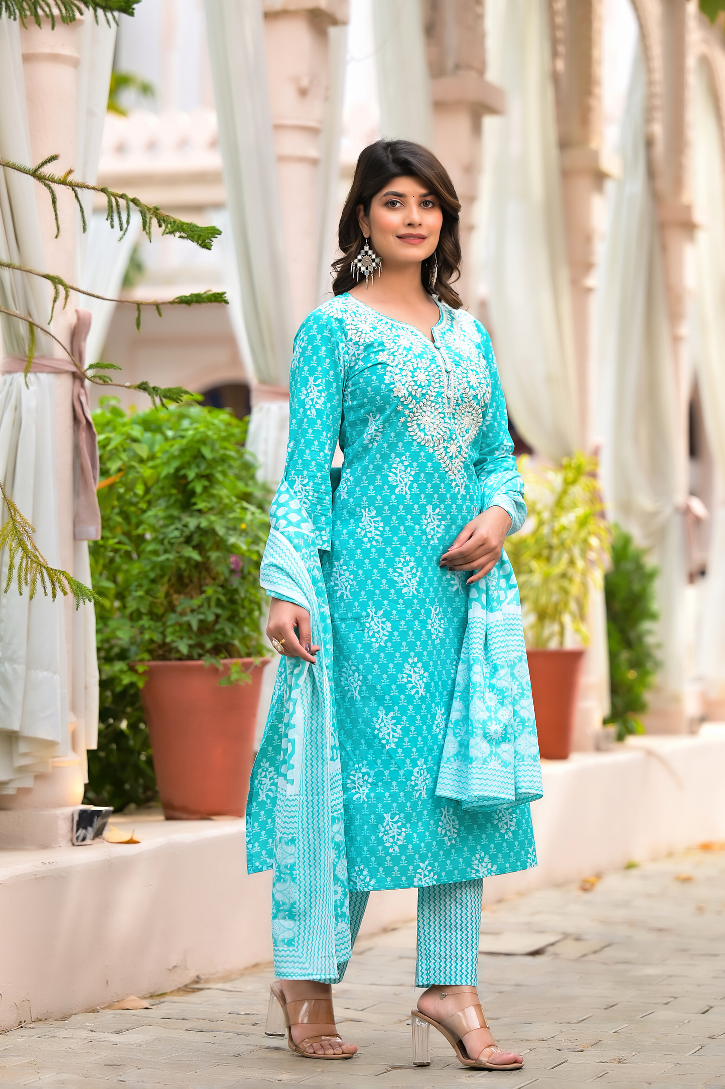 Blue Lucknowi Suit Set