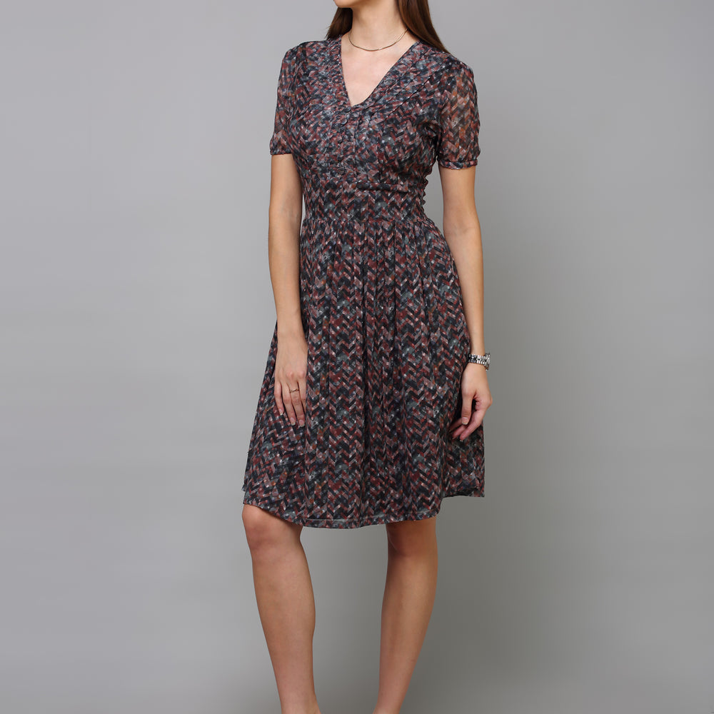 
                      
                        Abstract Printed Fit and Flare Dress
                      
                    