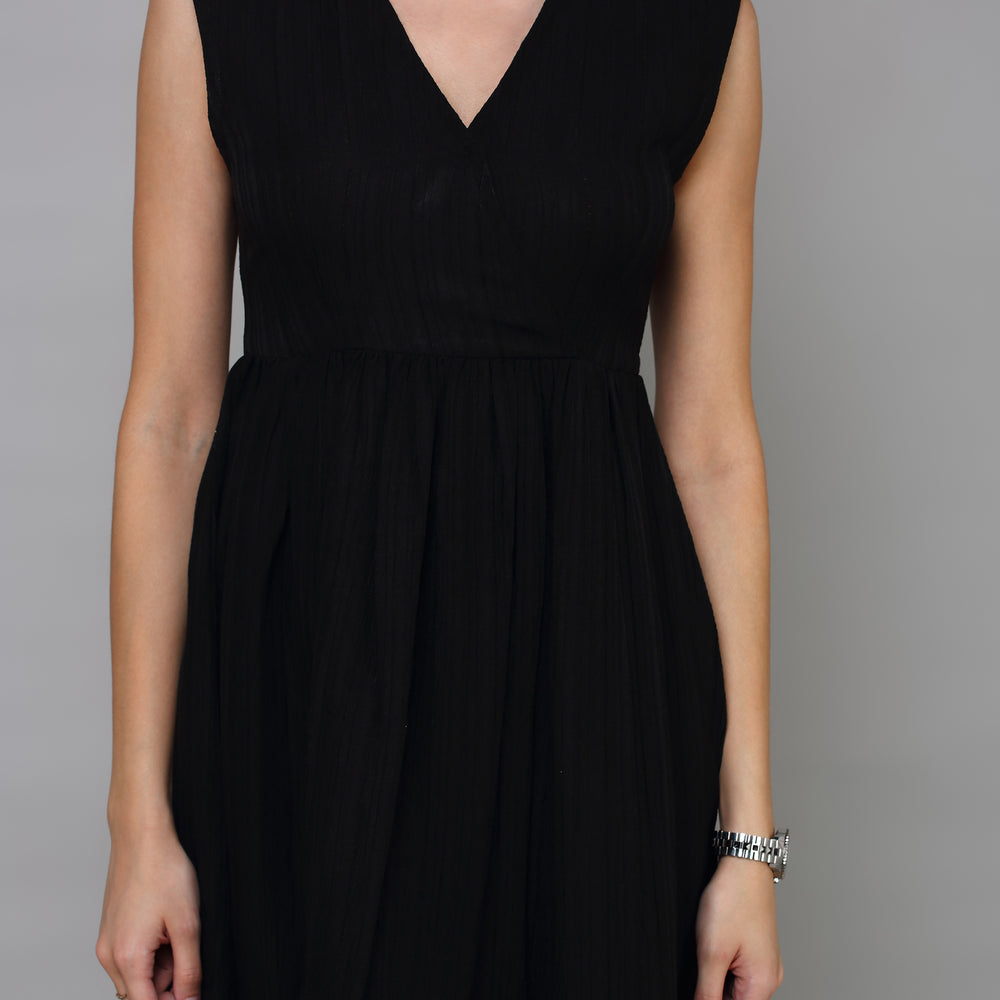 
                      
                        Women Black sleeveless fit and flare dress
                      
                    