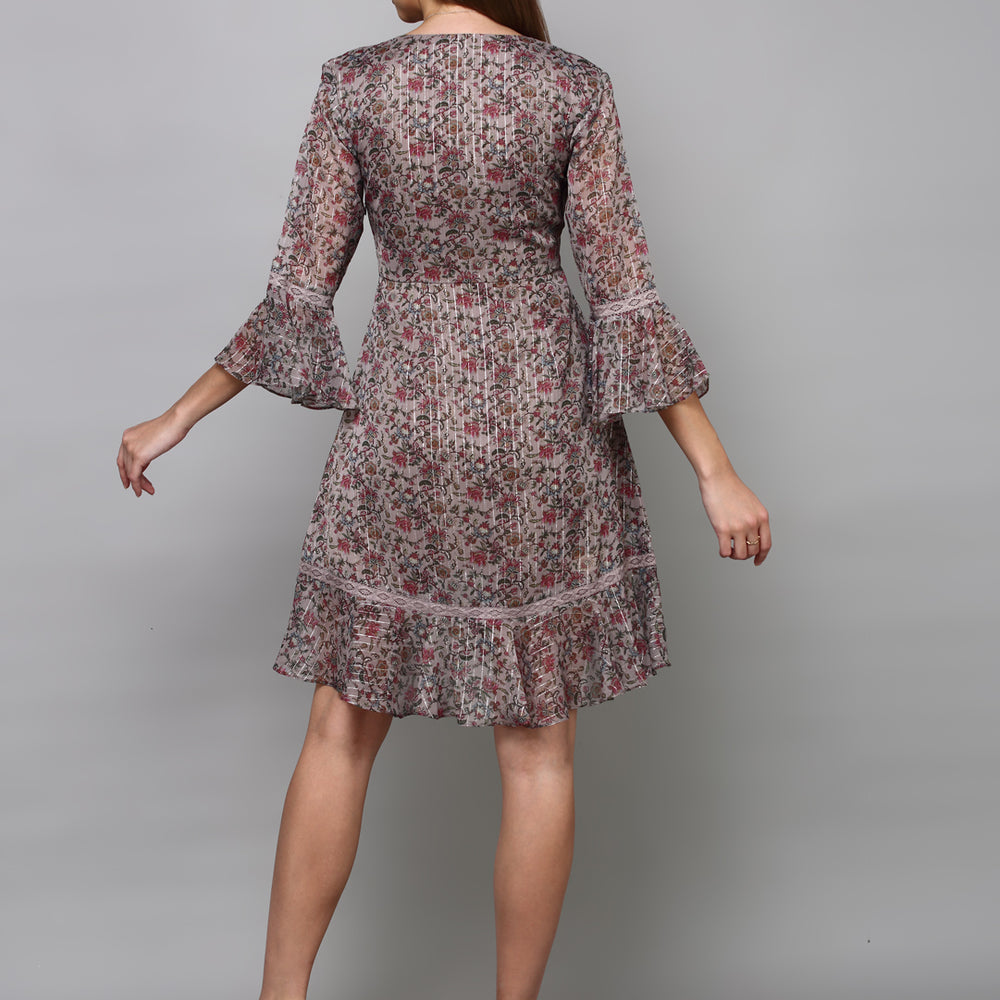 
                      
                        Grey Floral A-Line Dress
                      
                    