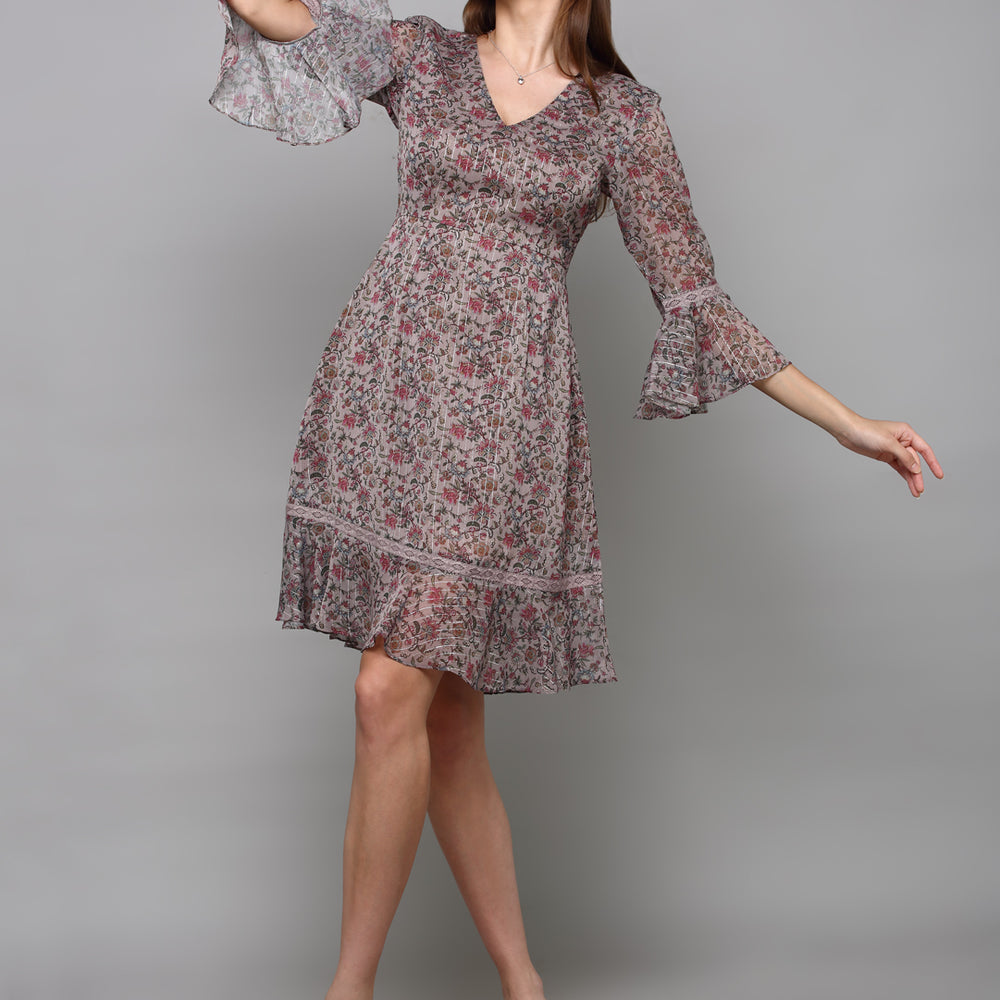 
                      
                        Grey Floral A-Line Dress
                      
                    