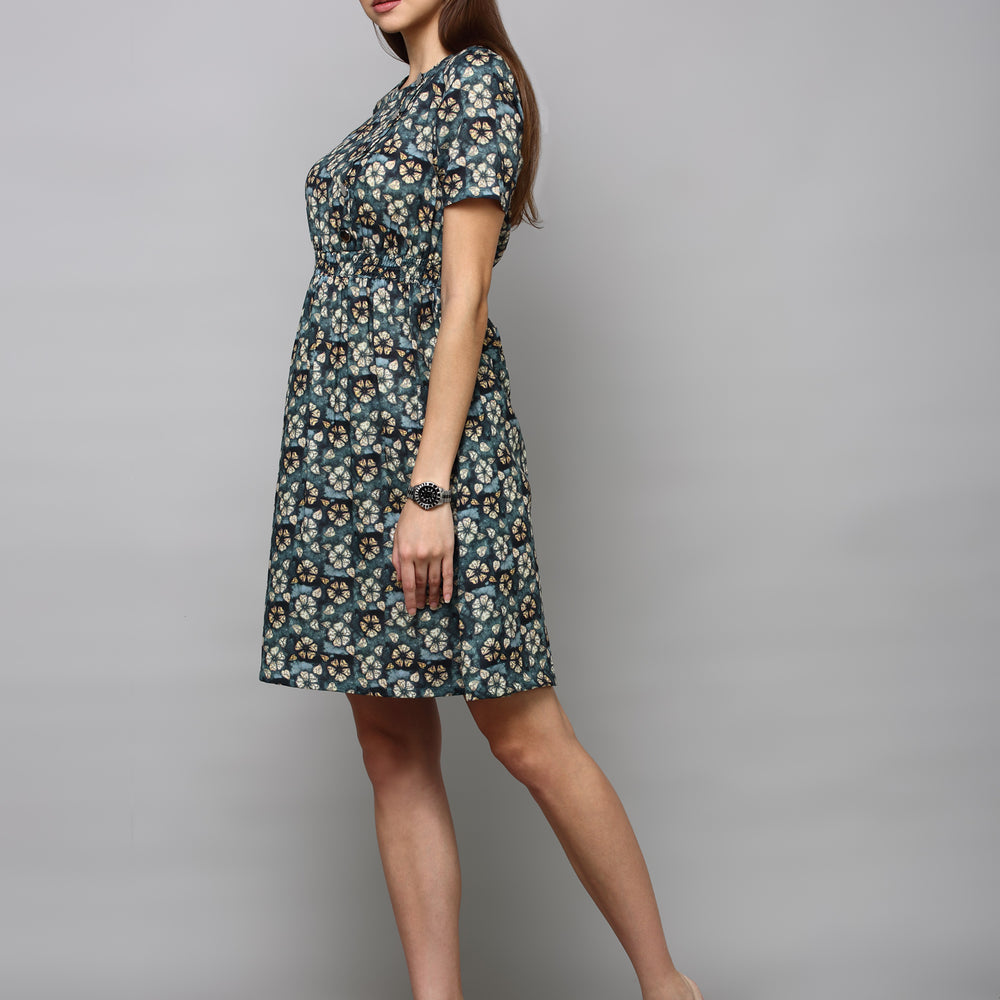 
                      
                        Olive Green & Brown Floral A-Line Dress
                      
                    