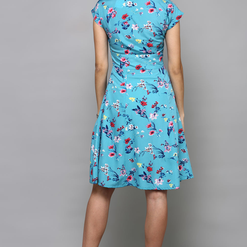 
                      
                        Floral Printed Fit and Flare Boat Neck Dress
                      
                    