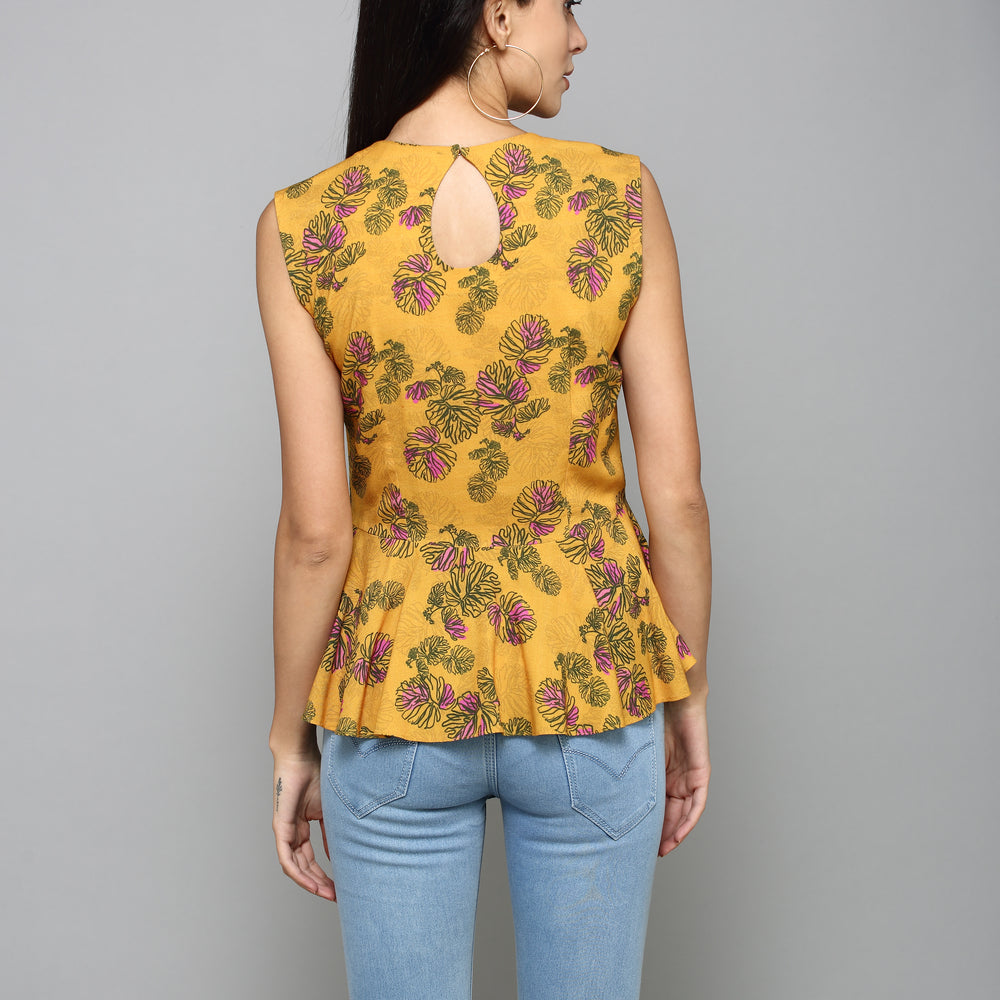 
                      
                        ATURABI CASUAL SLEEVELESS PRINTED YELLOW TOP
                      
                    