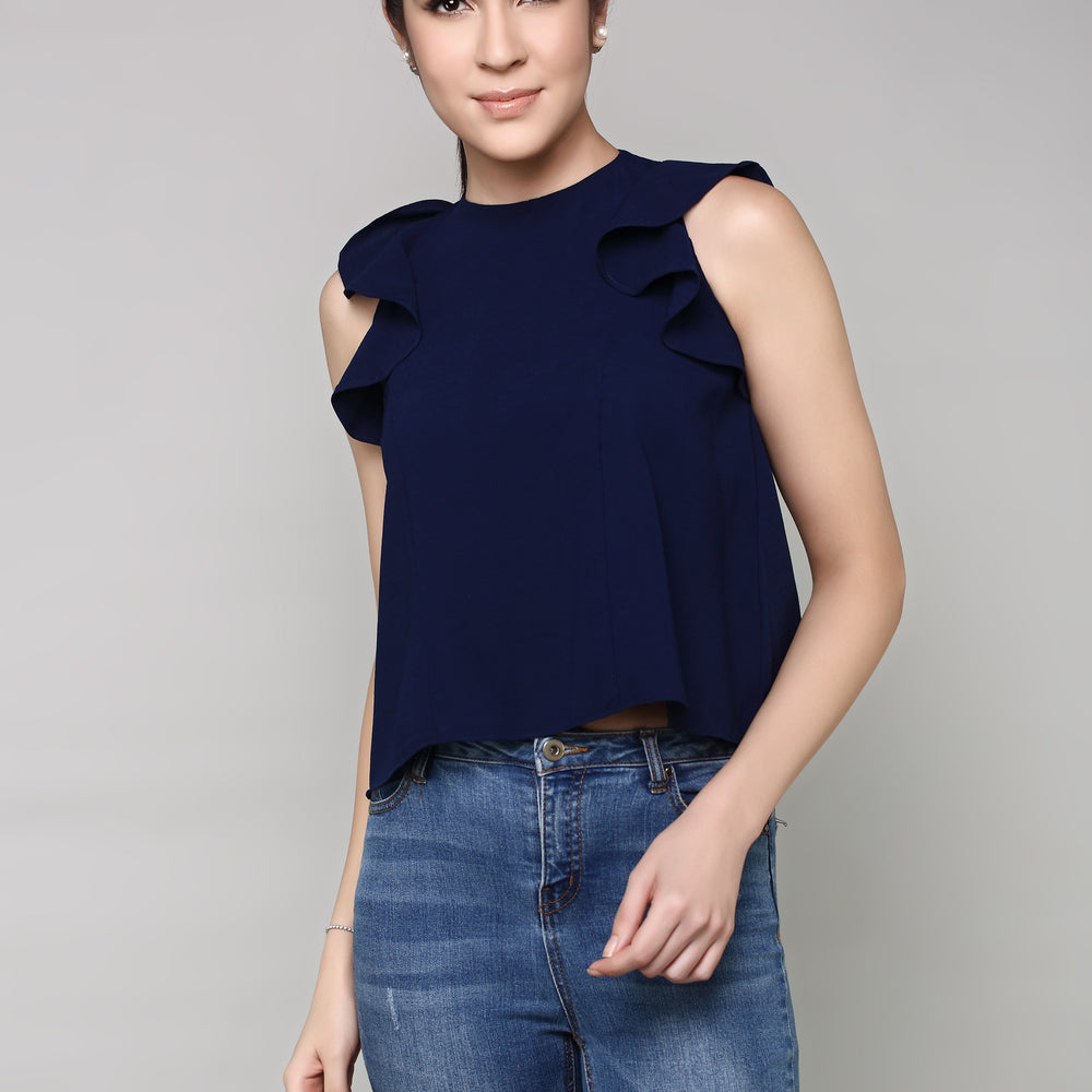 
                      
                        Navy Blue Ruffles Top
                      
                    