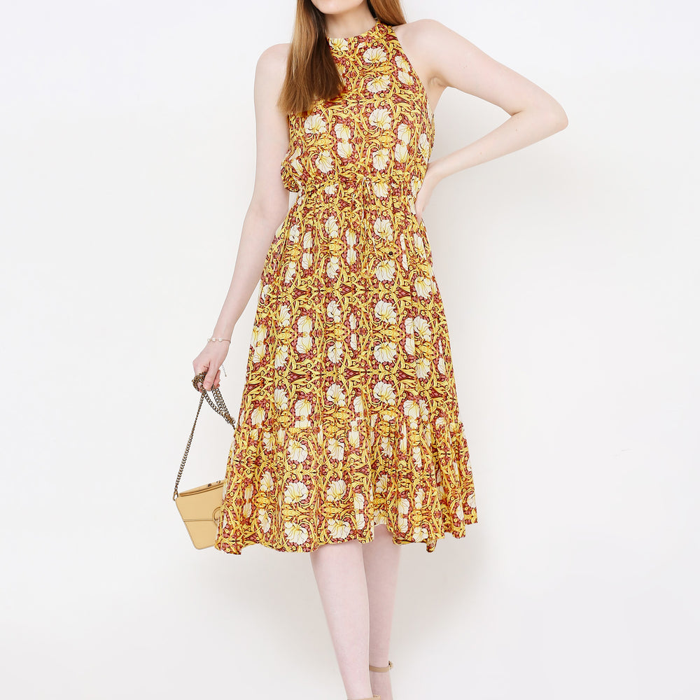 
                      
                        Yellow & Pink Floral A-Line Midi Dress
                      
                    