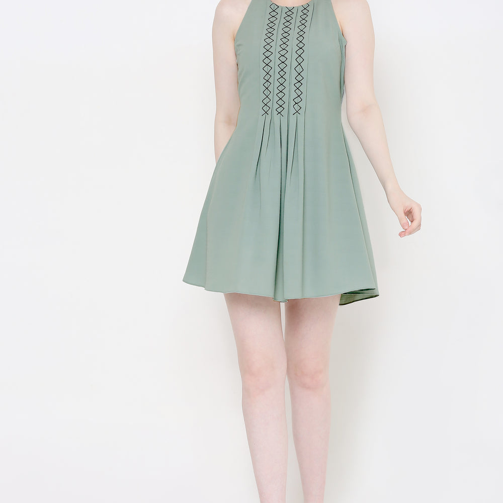 
                      
                        Green Embroidered Mini Dress
                      
                    