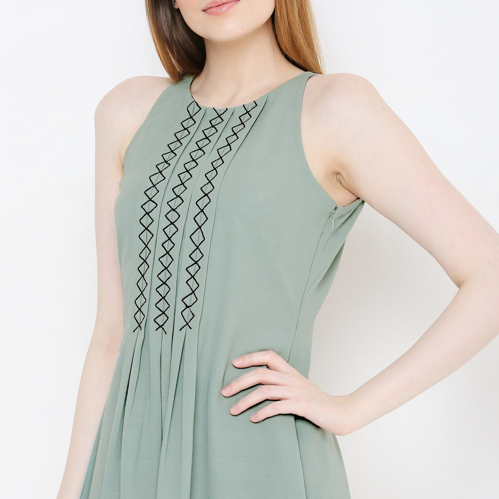 
                      
                        Green Embroidered Mini Dress
                      
                    