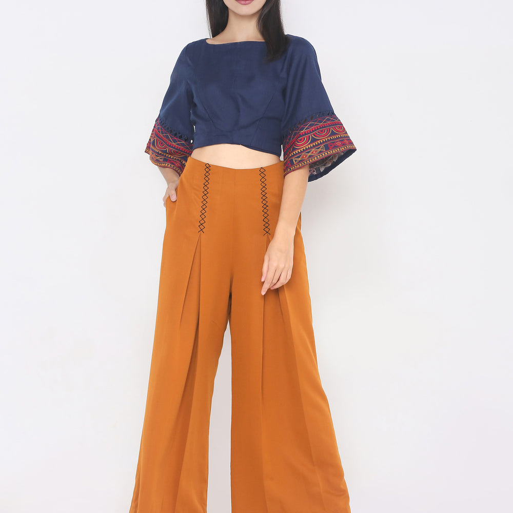 Aturabi Women Yellow Relaxed High-Rise Pleated Trousers