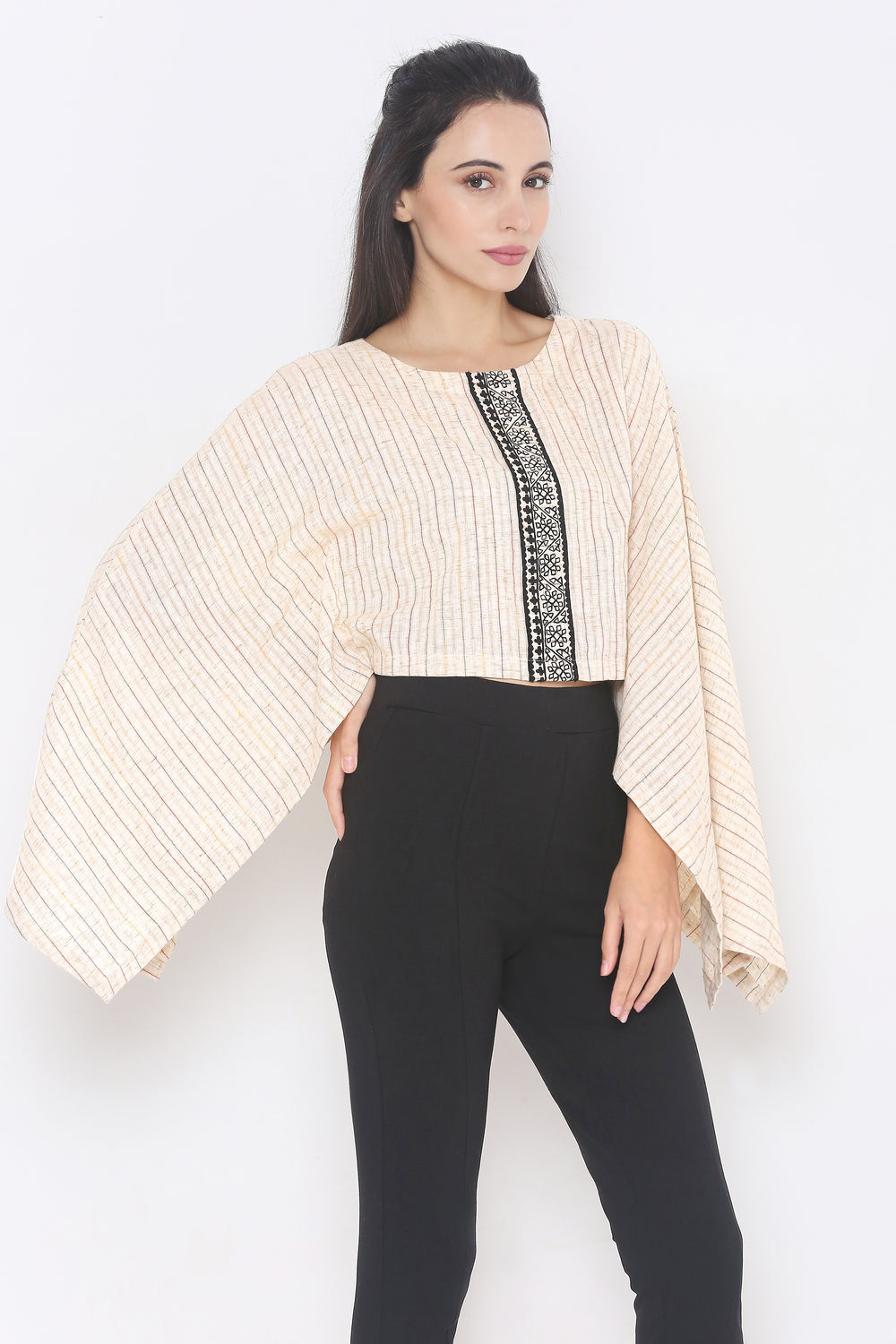 Aturabi Cream Colour Cape Top