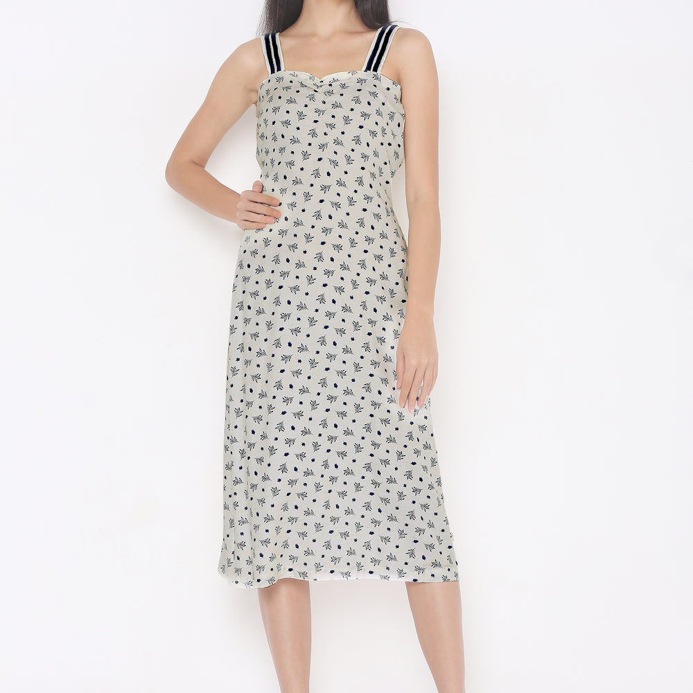 
                      
                        Aturabi Off White Floral Print A-Line Midi Dress
                      
                    