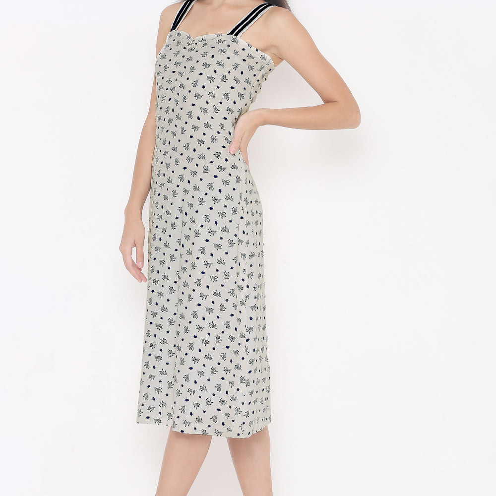 
                      
                        Aturabi Off White Floral Print A-Line Midi Dress
                      
                    