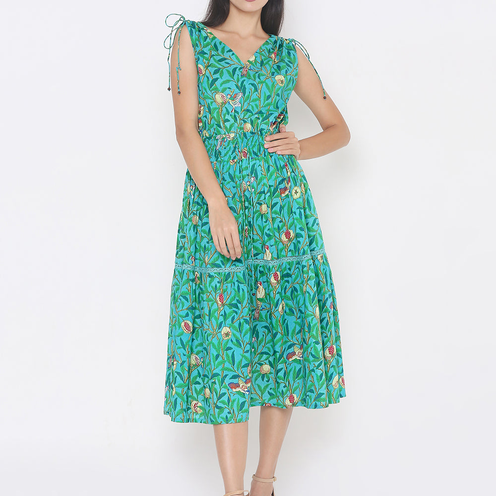 
                      
                        aturabi Green colour floral Print fit and flare Midi dress
                      
                    